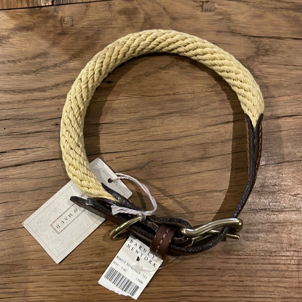Chic Large Dog Collar - leather and soft rope